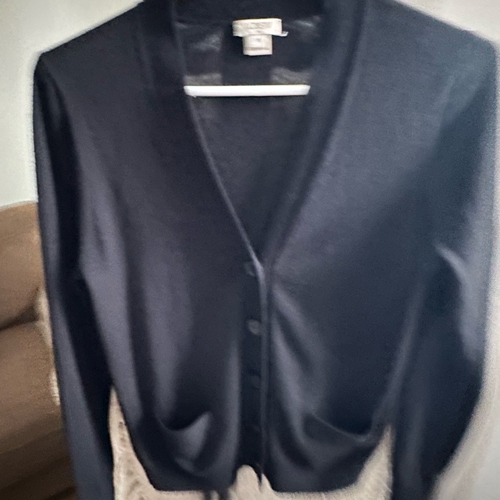 J. Crew Classic Black Cardigan Sweater. Size Medium